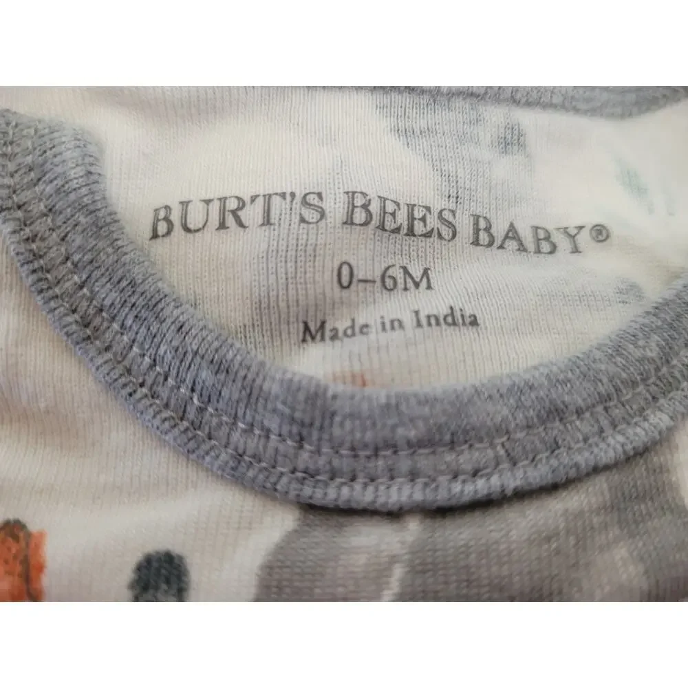 Burt's Bee Baby Gown Sleep size 0-6 Months with Hat Hedgehog‎ Mushrooms #7
